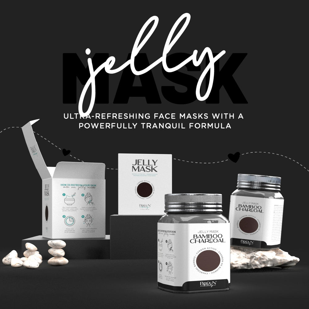 BRÜUN Peel-off mask jar applied on skin for clean, radiant pores