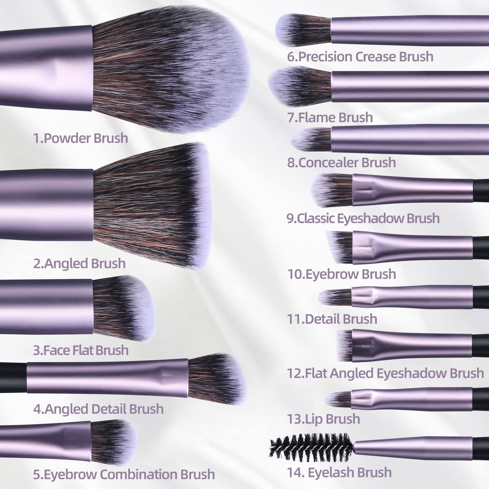 Fourteen-piece BS-MALL makeup brush set for complete look