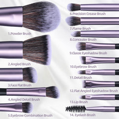 Fourteen-piece BS-MALL makeup brush set for complete look