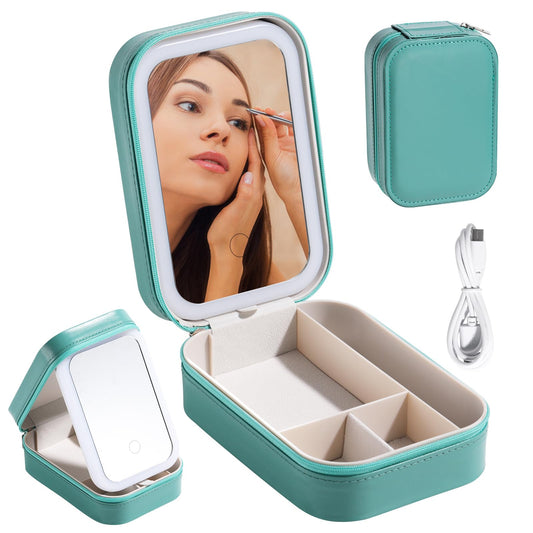 BS-MALL travel cosmetic mirror case, closed, portable for on-the-go touch-ups.
