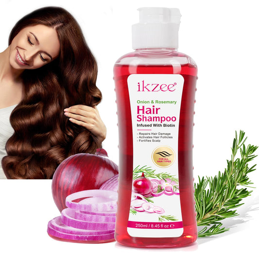 BSMKCL Onion Biotin Rosemary Shampoo bottle for daily use and shine.