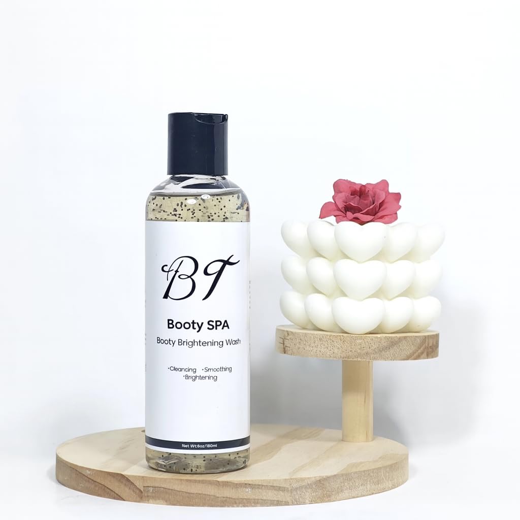BT Booty Spa Scrub pump dispensing product for easy shower-time application.
