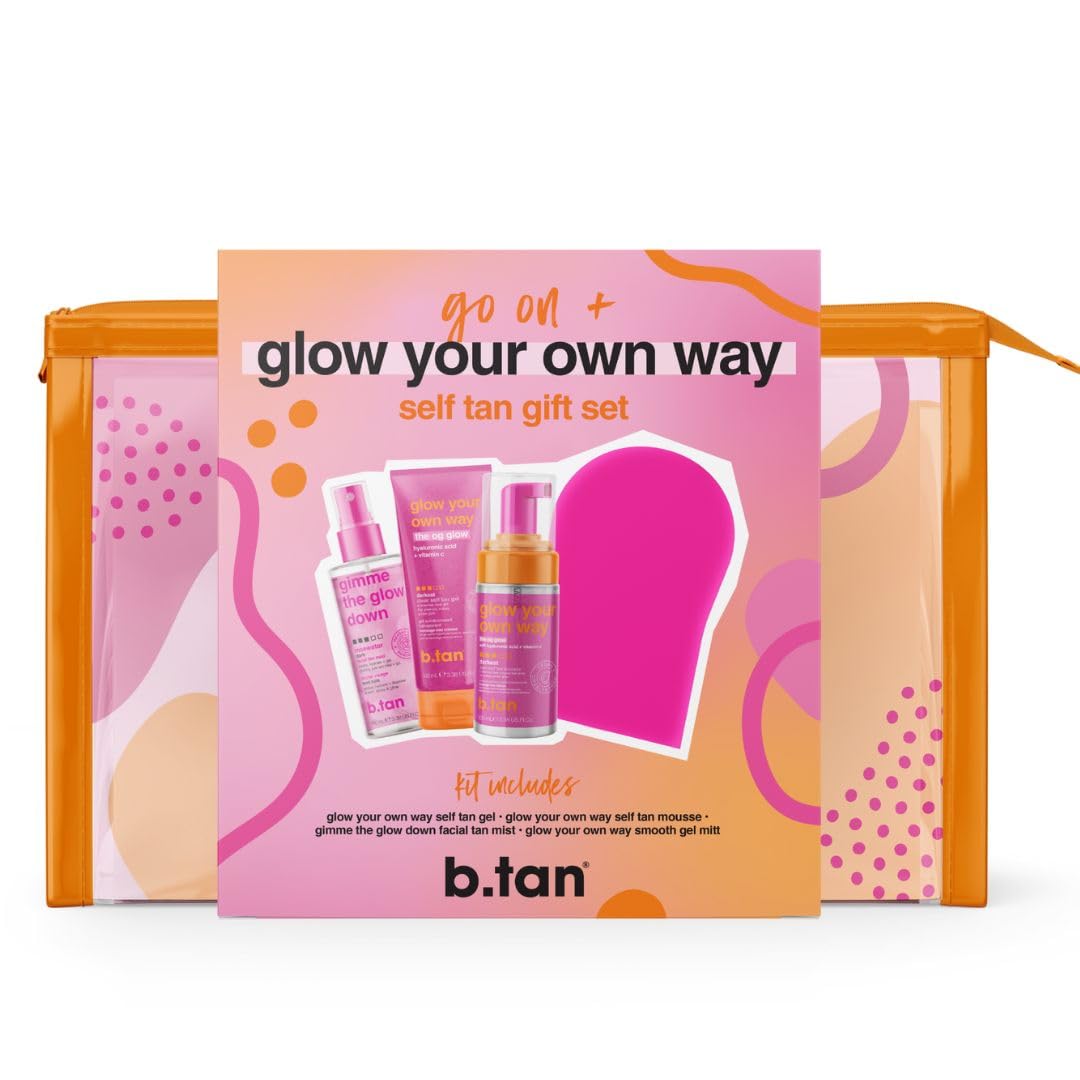 B.TAN Clear Self Tan Gel travel kit packaging ready for on-the-go glow.