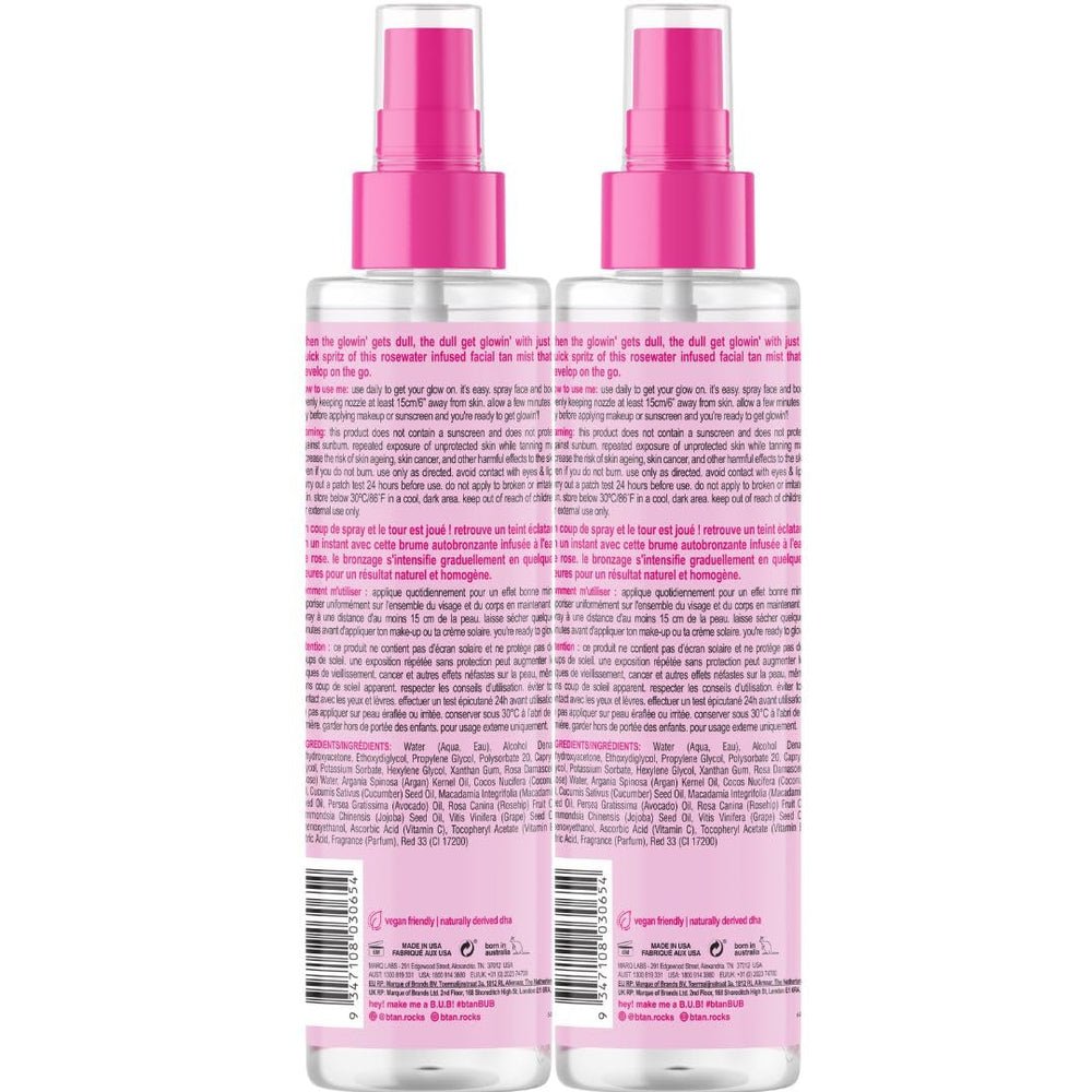 B.TAN rosewater-infused tanning spray bottle for soothing, even tone