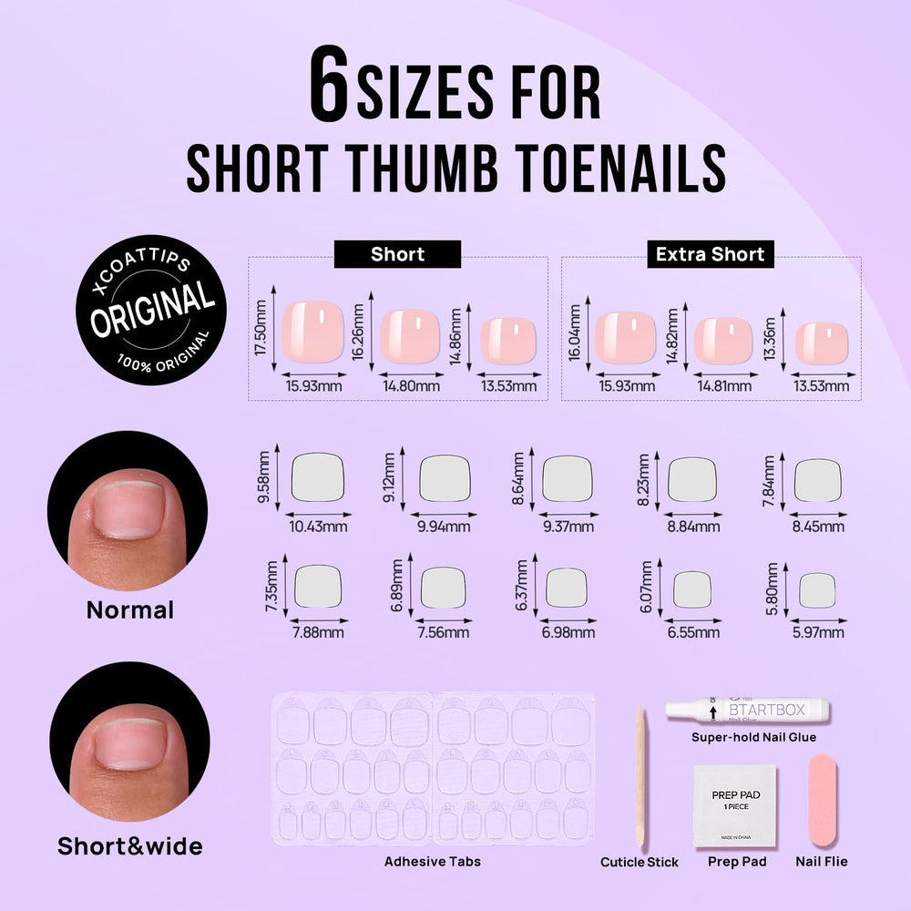 BTArtbox 16 sizes with 32 nails kit for precise toe sizing.