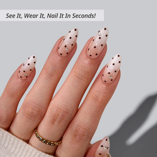BTArtbox Gala Polka 3D nails with glue for secure, easy DIY application