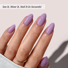 BTArtbox almond-lavender-purple nails on hand show quick at-home glamour
