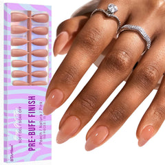 BTArtbox almond nail tips short close-up for natural look and quick at-home manicures.