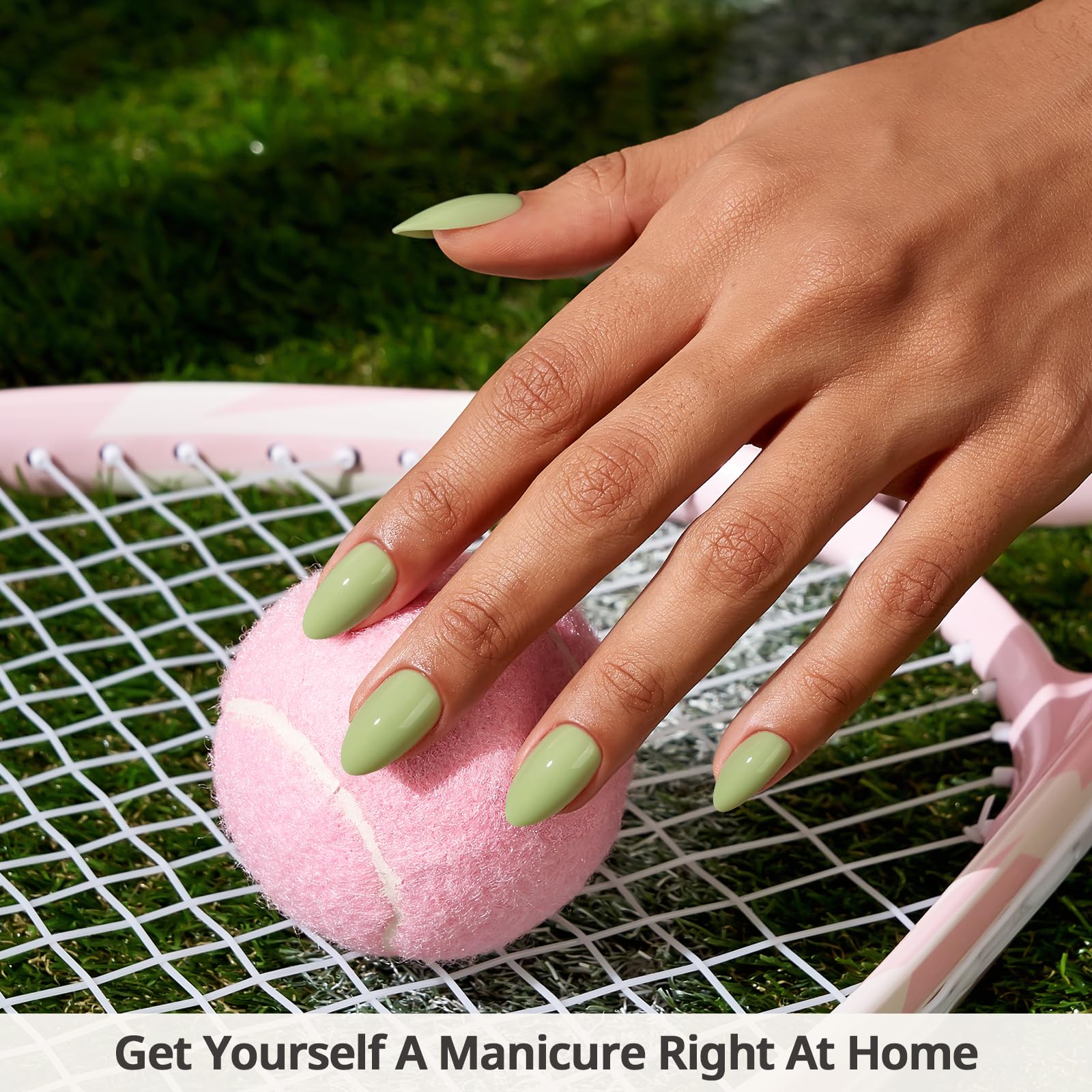 BTArtbox Almond nails with glue ensure secure all-day wear.