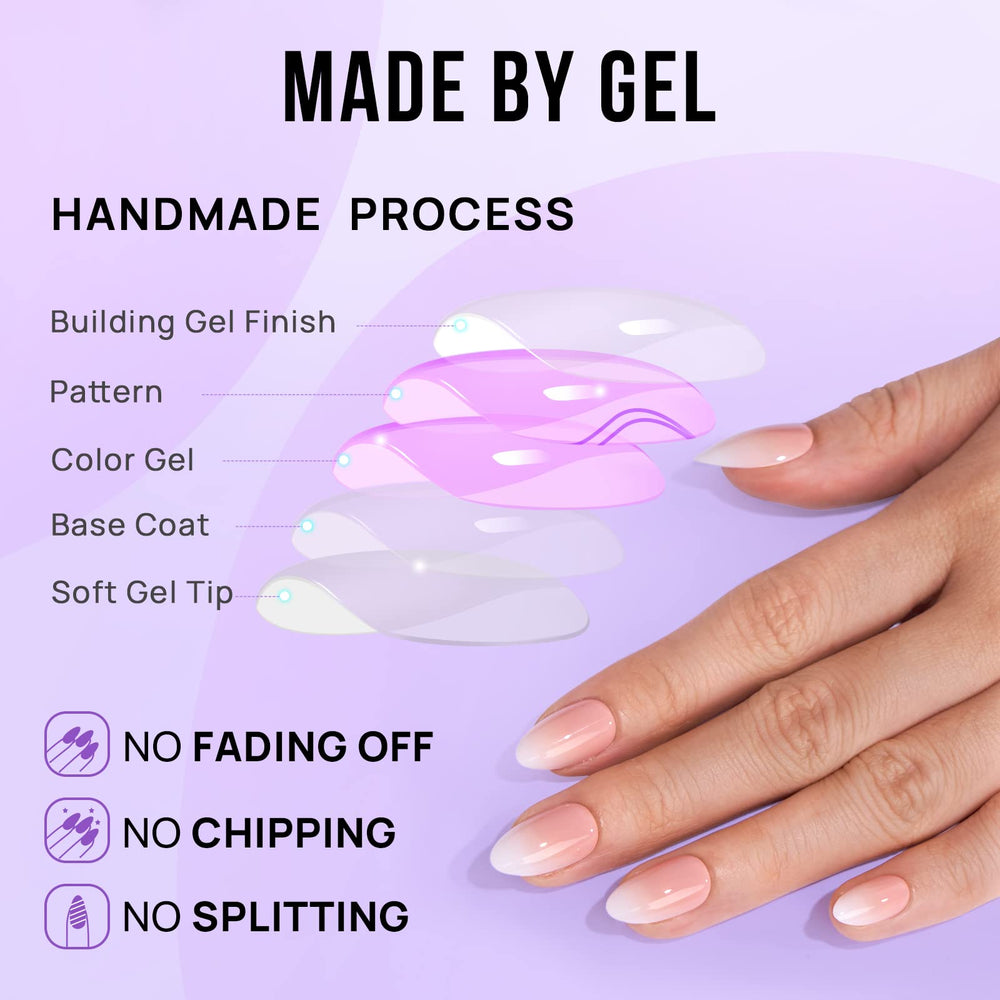 BTArtbox almond press on nails medium adhesive tabs for easy removal
