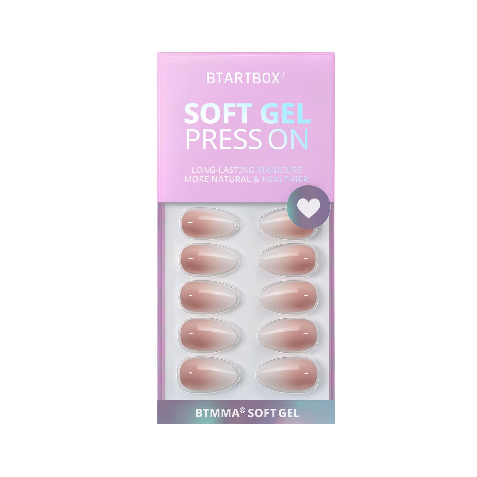 BTArtbox almond press on nails medium kit with glue for secure daily wear