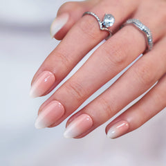 BTArtbox almond press on nails medium soft gel ombre close-up for natural-looking manicure