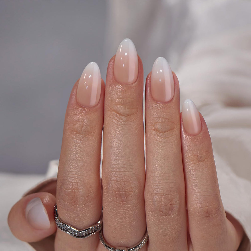 BTArtbox Almond Press On Nails Medium vanilla cream pack shot for quick at-home manicure