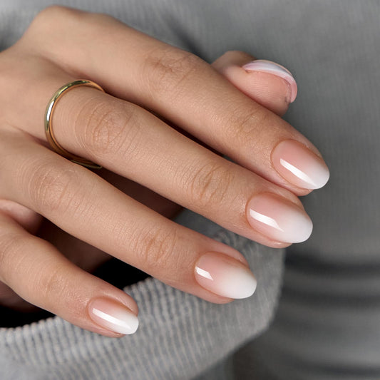 BTArtbox almond press-on nails in nude-ombre for salon-ready nails at home