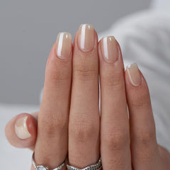 BTArtbox brown chrome nail tips close-up showing durable gel finish