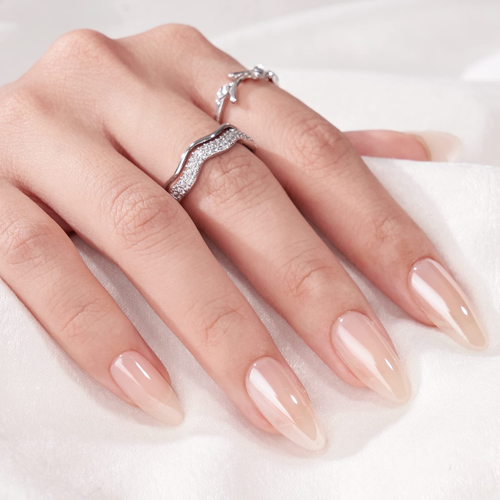 BTArtbox chrome glaze nails close-up with glossy finish