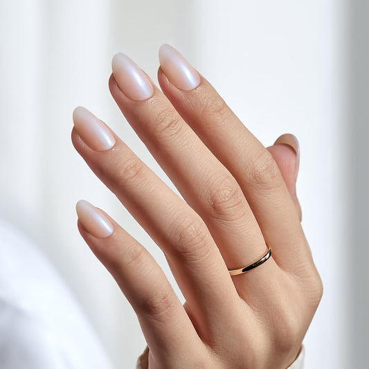 BTArtbox chrome press on nails short close-up highlights glossy chrome finish for salon-like allure