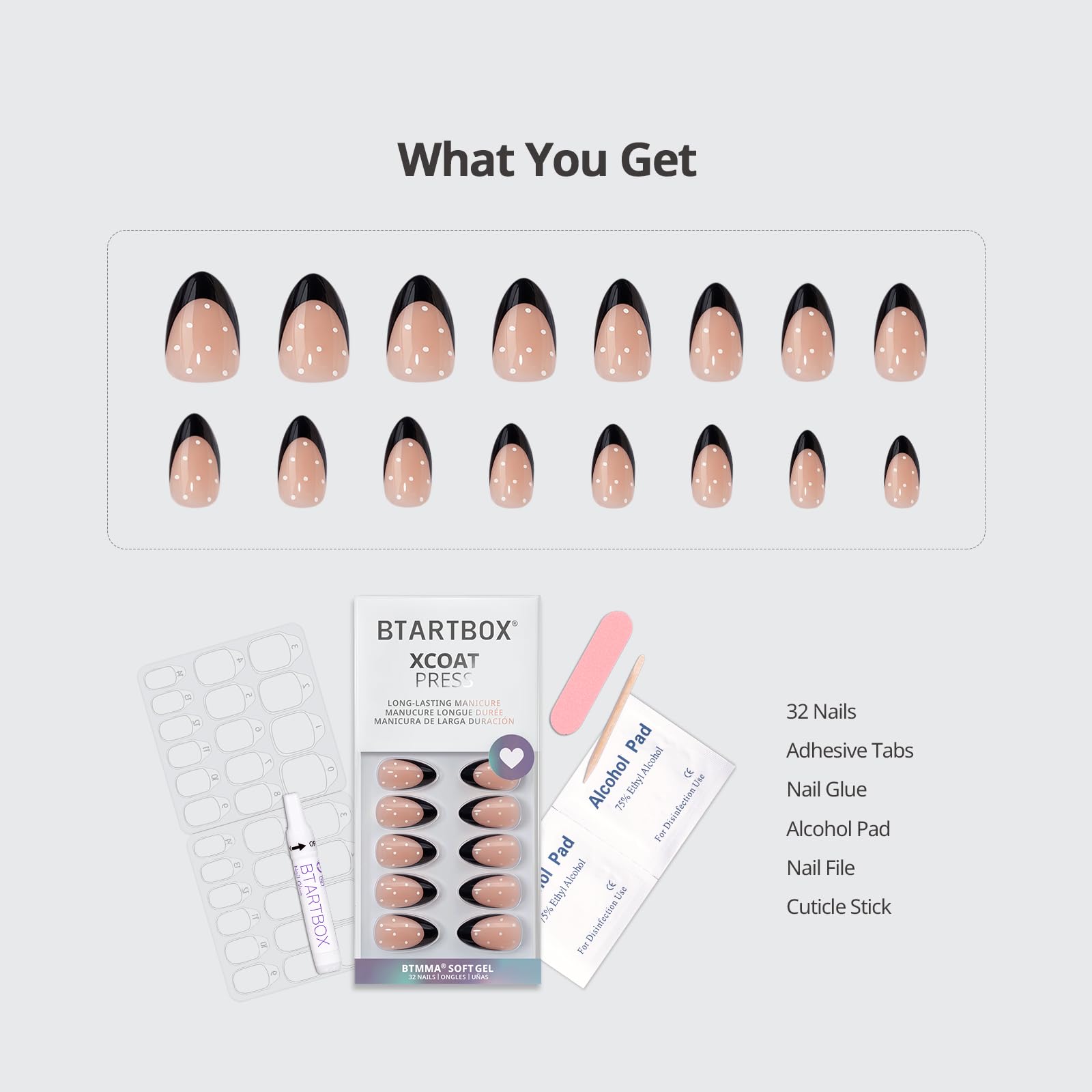 BTArtbox Dot Couture nail glue and adhesive tabs for secure, lasting wear.