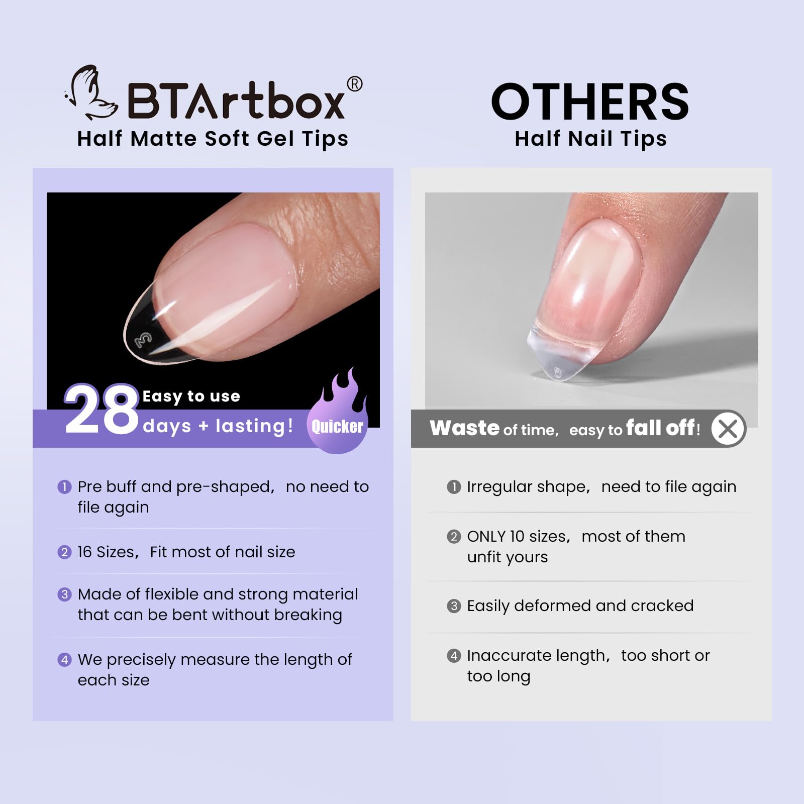 BTArtbox easy-to-use almond tips ideal for at-home manicures and salon results