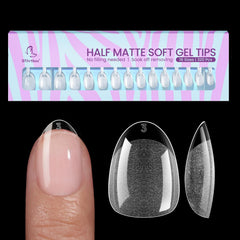 BTArtbox extra short almond nail tips in soft gel for natural wear, daily use