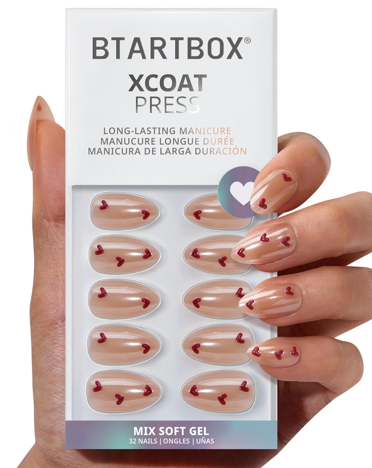 BTArtbox Feel My Love nails in box-front view showing the complete all-in-one kit for at-home manicures.