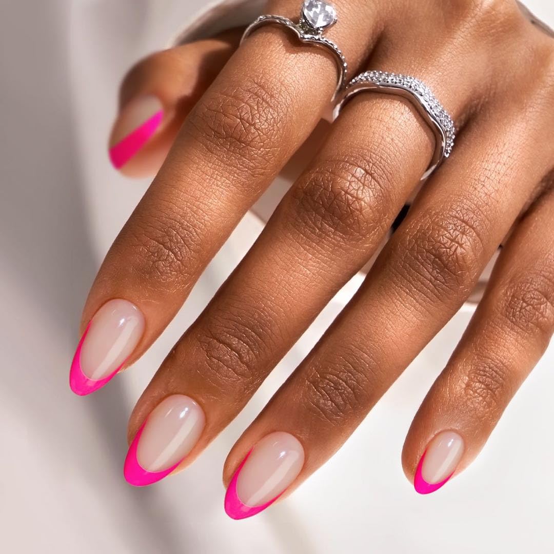 BTArtbox French Tip Almond nails with Berry French finish for salon-like look