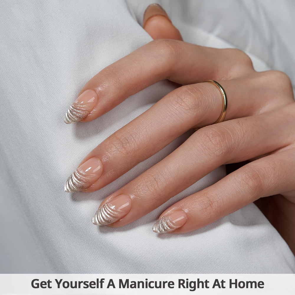 BTArtbox almond-shaped nails close-up showing natural look and flexible fit.