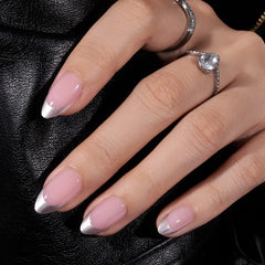 BTArtbox French Tip press-on nails in almond shape for salon-like nails at home.
