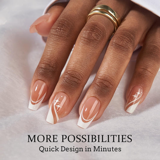 BTArtbox french-tip press-on nails swirl style 02 for easy DIY nail art