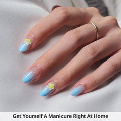 BTArtbox garden party nails kit demonstrates easy at-home manicure with glue for secure wear