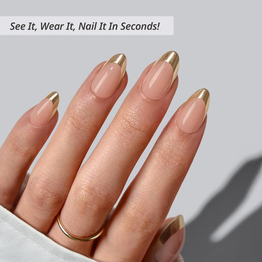 BTArtbox Gilded Countdown soft-gel nails showcase ultra-soft feel with natural flex for everyday comfort.