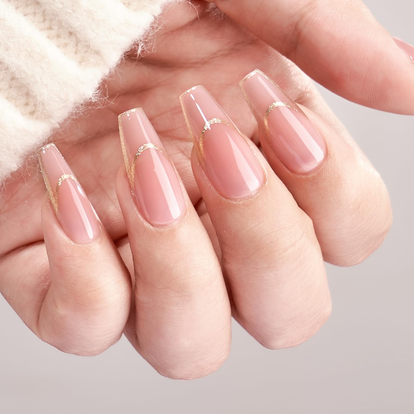BTArtbox Long coffin nails in soft gel for natural, flexible wear