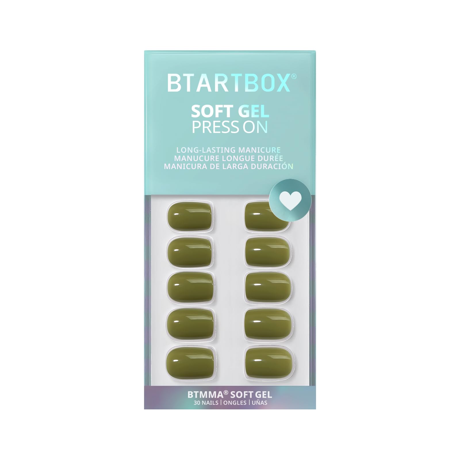 BTArtbox Moss Muse nails in box showcasing complete DIY kit.