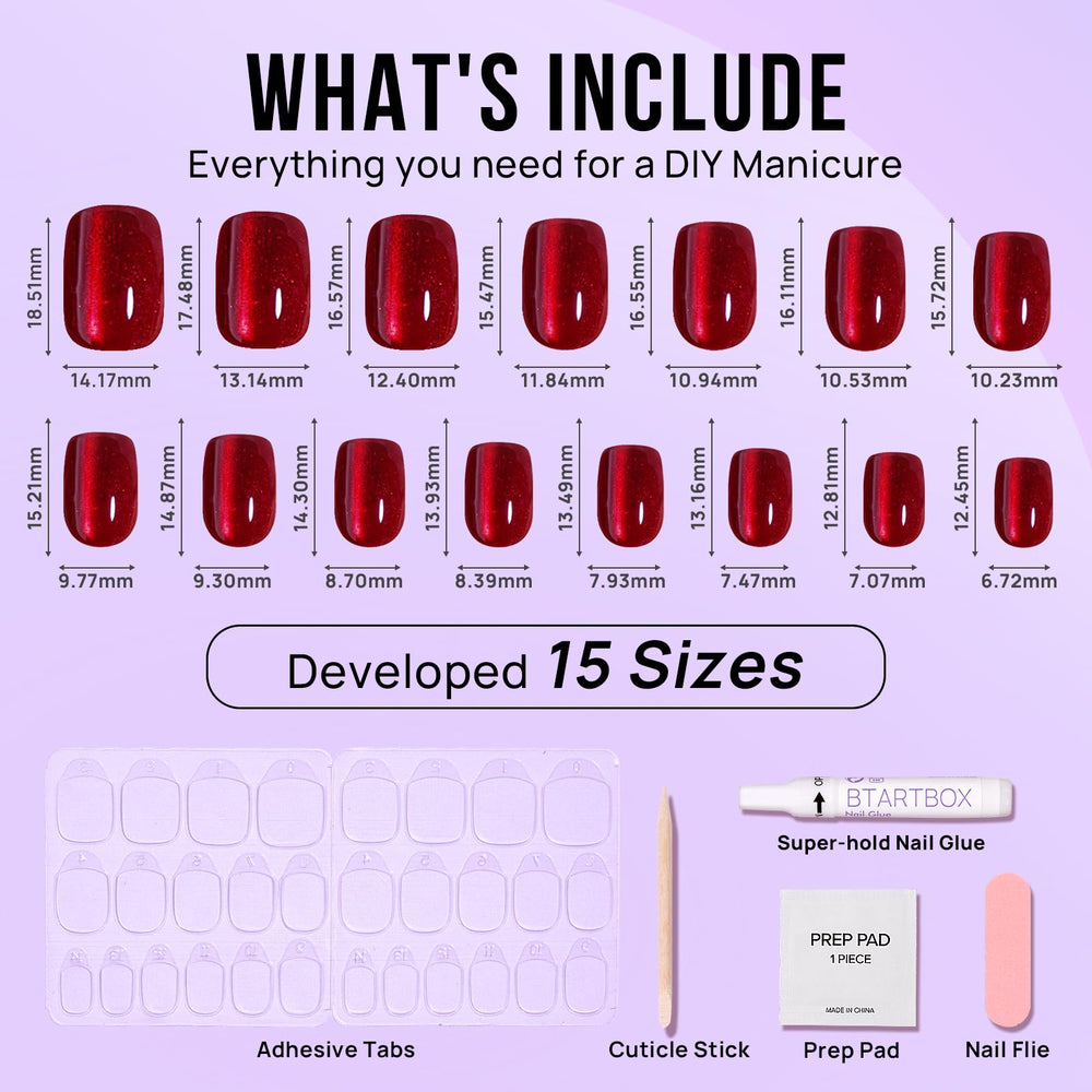 BTArtbox glue and adhesive tabs provide secure, reusable nail wear