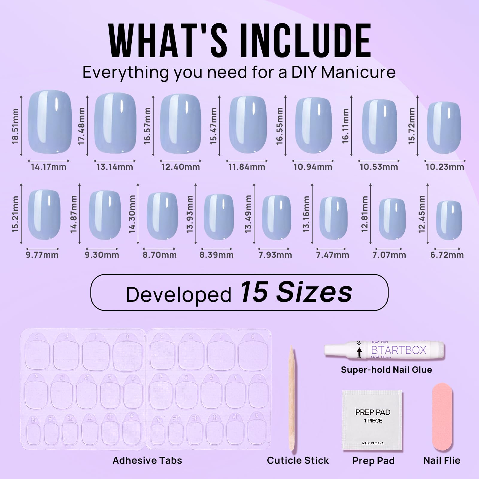 BTArtbox Ocean Glazed nails 15 sizes ensure a custom fit.
