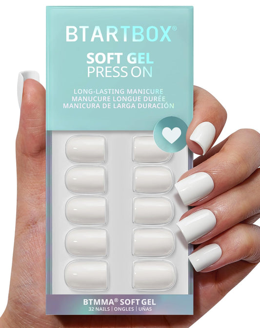 BTArtbox pastel white square nails box for at-home manicure