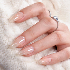 BTArtbox medium almond chrome nails on natural nails with long-lasting wear
