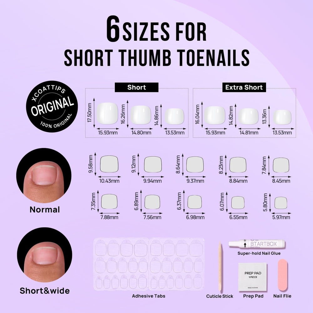 BTArtbox 16-size chart highlighting precise fit for toes and quick selection.