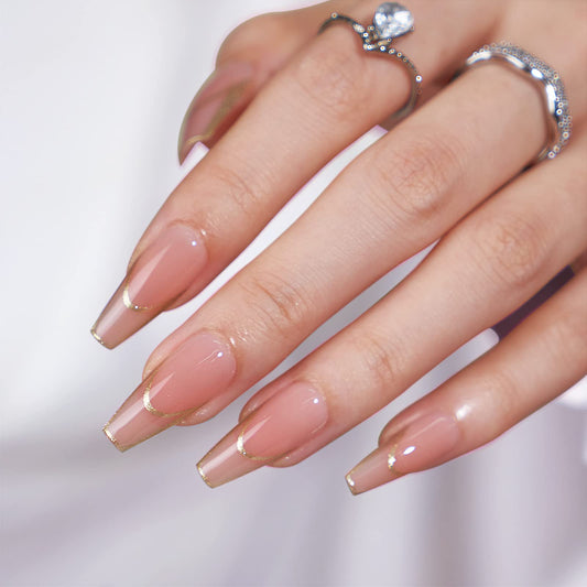 BTArtbox Rose Gold Outline French Tip nails for a salon-like look