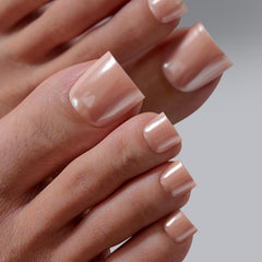 BTArtbox sharp square pearl chrome toenails with a glossy finish for event-ready shine