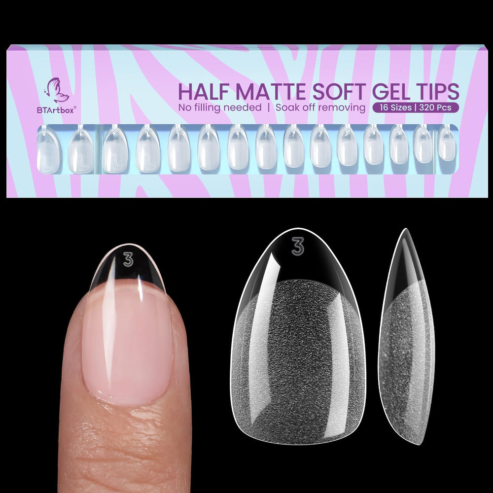 BTArtbox short almond nail tips 320pcs for an ultra natural extension look