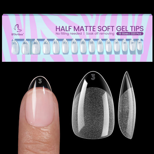 BTArtbox short almond nail tips 320pcs for an ultra natural extension look