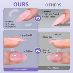 BTArtbox short almond tips semi-transparent natural color for seamless blending.
