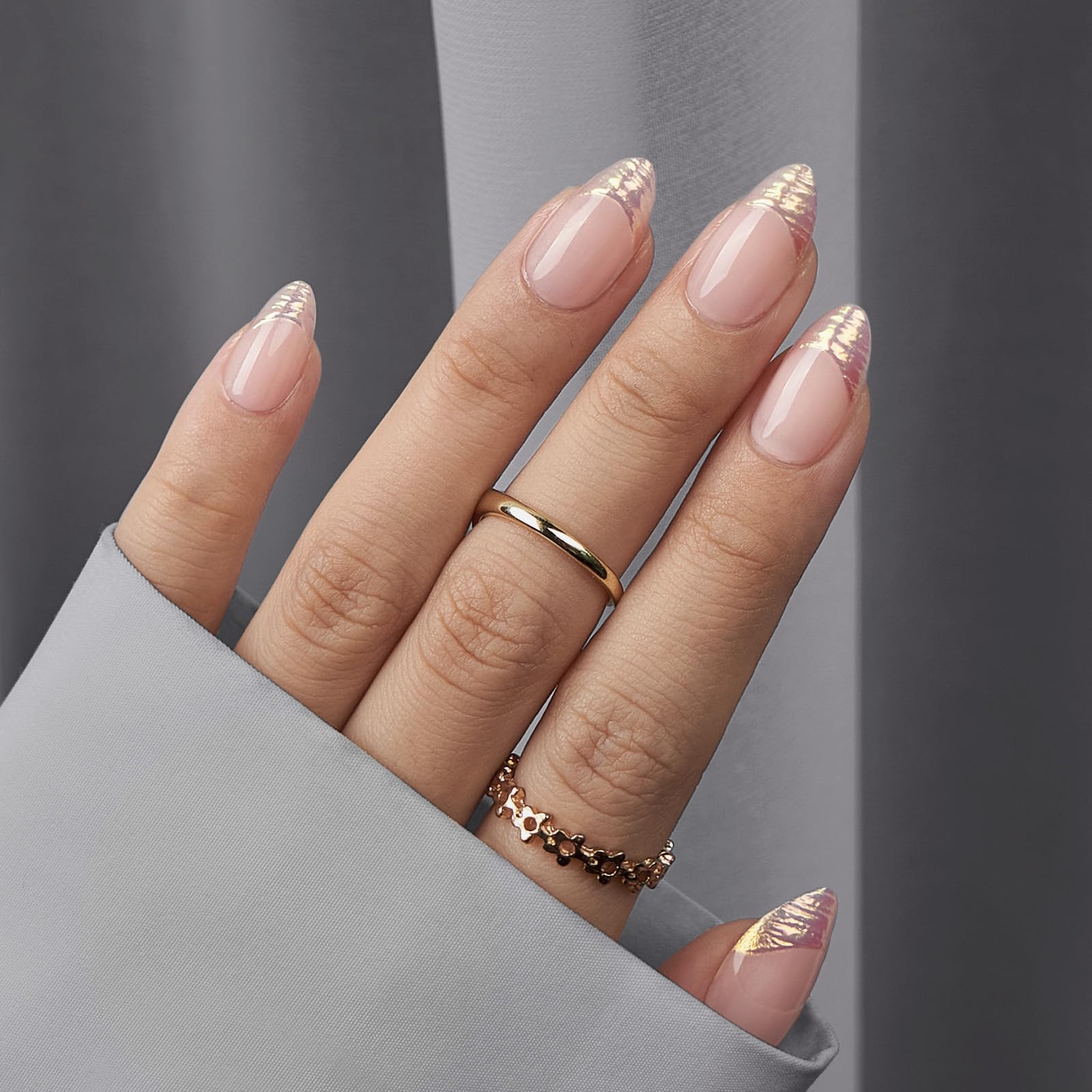 BTArtbox short almond nails with glitter tip for festive style