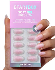BTArtbox Shy Metal pink almond nails with 3D pearl accents for quick, elegant manicures