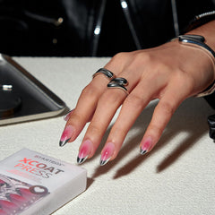 BTArtbox nails with silver outline for a stylish metallic edge