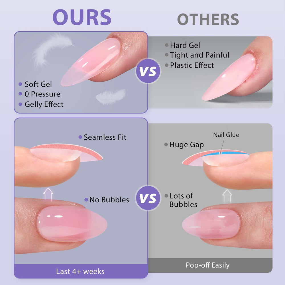 BTArtbox soft gel material adapts to flat or curved nails.