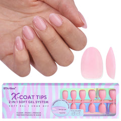BTArtbox XCOATTIPS matte extra-short almond pink tips for natural-looking nails