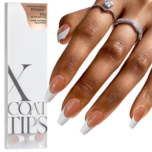 BTArtboxnails French tip nails in brown, medium coffin for a classic look.