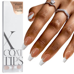 BTArtboxnails French tip nails in brown, medium coffin for a classic look.